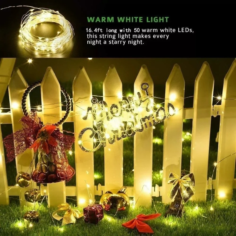 Led Fairy String Lights - 1 unidade de Luz Solar Externa