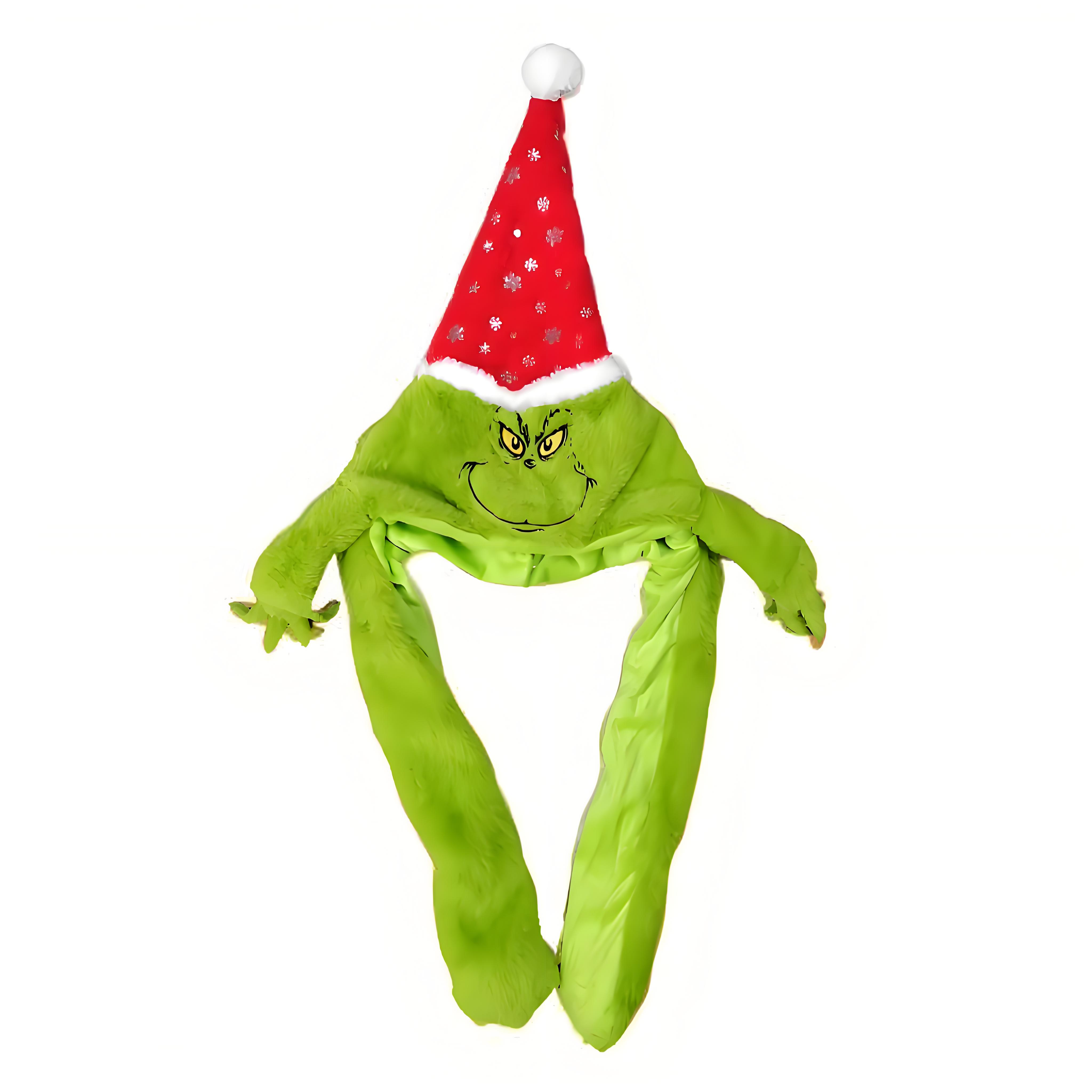 Santa Hat Plush - Chapéu de pelúcia grincese cachecol natal